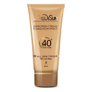 کرم ضد آفتاب کرم پودری مدیسان SPF40 (انواع پوست)